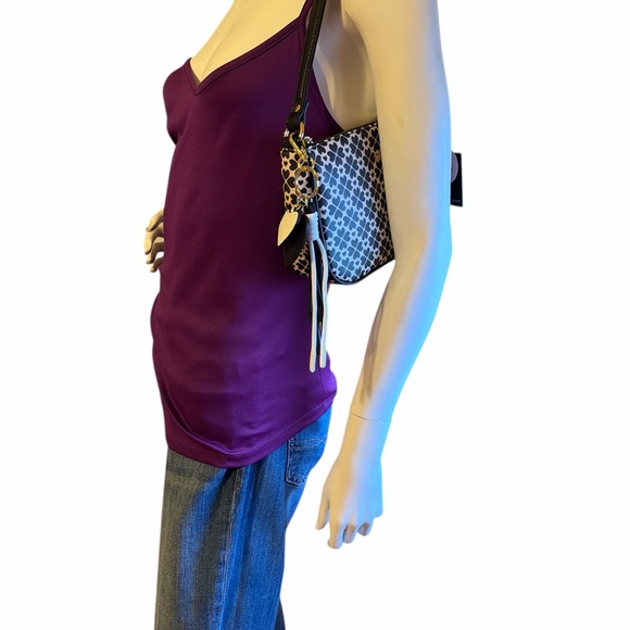 NANETTE LEPORE Fiona Logo Heart Geo Baguette Black Bag w/ Card Wallet Set - Picture 4 of 15